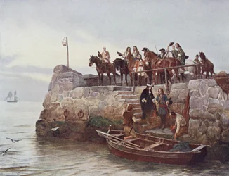 Een Verloren Zaak! De Vlucht van Jacobus II (1633-1701) na de Slag bij de Boyne in 1690, illustratie uit 